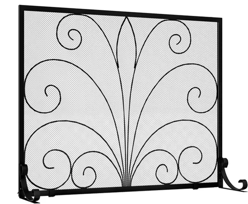 Vista 9 de Fire Beauty Pantalla para chimenea, hierro forjado hecho a mano, malla de metal para fuegos de horno, protector de chispas seguro, accesorios