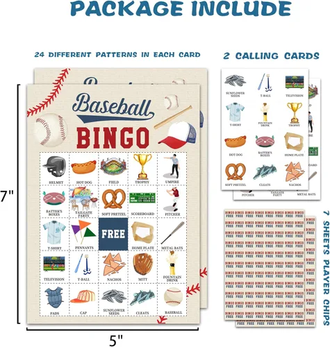 Vista 2 de Juego de cartas de bingo de béisbol, juego de bingo de béisbol para adultos, suministros de fiesta deportiva, recuerdos, decoraciones de fiesta