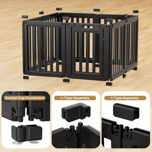 Vista 4 de Corralito para perros, corral transparente para perros, corral para perros en interiores, fácil de instalar y quitar, corralito para cachorros