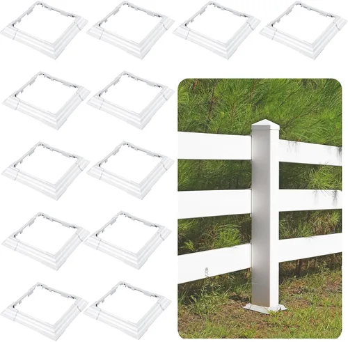 Vista 10 de Falda ajustable de vinilo marrón de 6 x 6 pulgadas, base de poste de vinilo para columnas de porche para rieles de escalera de madera de 3 a 6.5