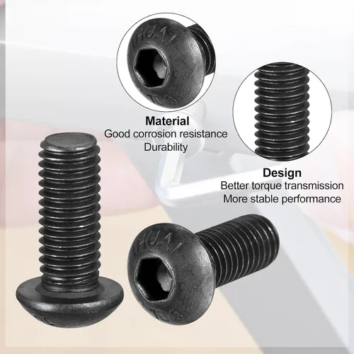 Vista 7 de uxcell Tornillos de cabeza de botón hexagonal M8x40mm Tornillos de acero de aleación 10pcs