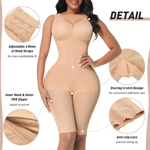 Vista 3 de Fajas Colombianas Control de abdomen Post Cirugía Body Shaper Compresión Levantador de glúteos Fajas