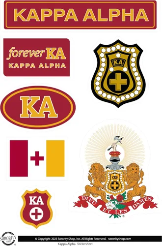 Vista 6 de Hojas de calcomanías Fraternity Kappa Alpha – Calcomanías de vinilo diseñadas a medida de la marca Fraternity con diseños oficiales, adhesivo