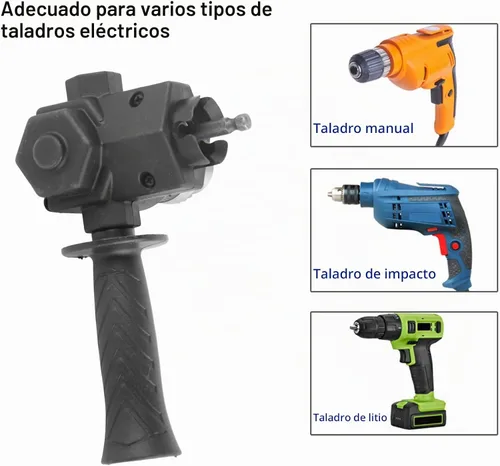Vista 2 de Accesorio de taladro de ángulo recto Giro de 90 grados estable y conveniente con mango para herramientas de mantenimiento de espacios pequeños