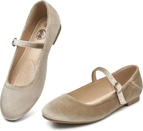 Vista 12 de Trary Mary Jane - Zapatos planos de ballet, zapatos planos negros para mujer, con correa de tobillo, cómodos y elegantes