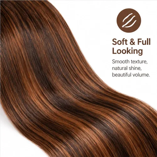Vista 7 de Ombre Highlight #30 - Paquetes de cabello humano lacio de 26 Marrón #P4/30 S