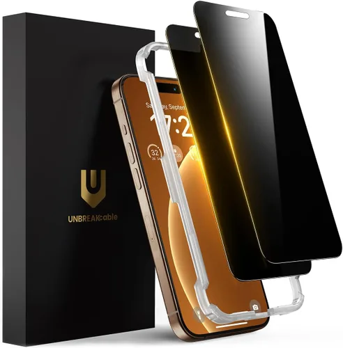 Vista 13 de UNBREAKcable Protector de pantalla de privacidad para iPhone 15, cobertura completa, vidrio templado inastillable [borde a borde]