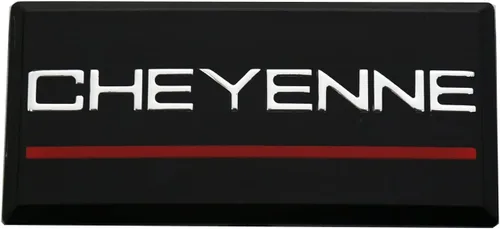 Vista 2 de SSDD 2 emblemas de cabina Cheyenne de repuesto para pilar de techo lateral Chevrolet 88-94 placa de identificación 3D (cromo/rojo)