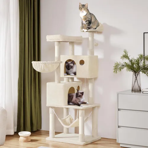 Vista 3 de Yaheetech - Árbol para gatos grandes de 64.5 pulgadas con 2 condominios, 2 perchas