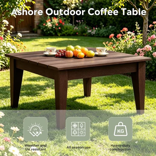 Vista 4 de WestinTrends Ashore - Mesa de centro para exteriores, 32 pulgadas de madera de polietileno Adirondack para todo tipo de clima, mesa auxiliar Marrón