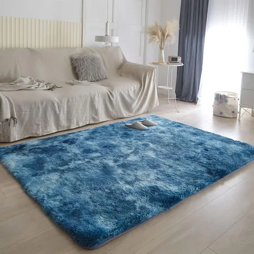 Vista 11 de Lifup - Alfombra mullida para sala de estar, dormitorio, color blanco y negro, 1 1.3 x 2.0 pies Non-Slip Washable High Pile Rectangle Carpet