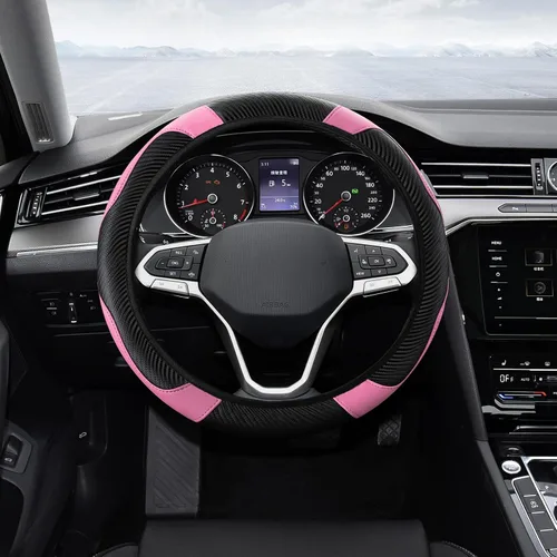 Vista 10 de Funda para Volante de Automóvil, Protector de Volante, Universal 14.5-15 Pulgadas Cuero de Microfibra Transpirable Fundas para Volante de Auto