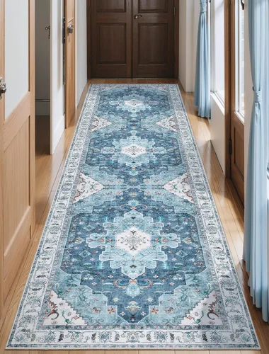 Vista 595 de SERISSA - Tapetes florales vintage, antideslizante, lavable, pequeño, ultrasuave, bohemio, de pelo bajo, para entrada, interiores, habitación