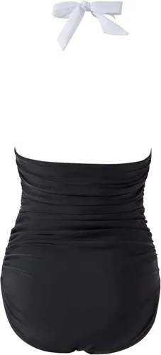 Vista 46 de RXRXCOCO - Traje de baño fruncido de una pieza, con cuello en V, para mujer, con control de abdomen y cuello halter