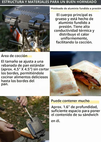Vista 3 de camping moon Sandwichera Arena caliente Solo quemador Gas Fire Open Fire Compact Aluminio TT-1315 (negro)