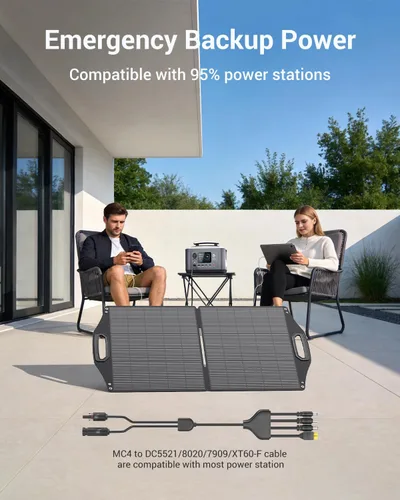 Vista 8 de BigBlue Panel Solar de 100W con USB-C (45W PD) + USB-A (Carga Rápida 18W) y Puertos MC-4, Resistente al Agua IP68, Accesorios Esenciales
