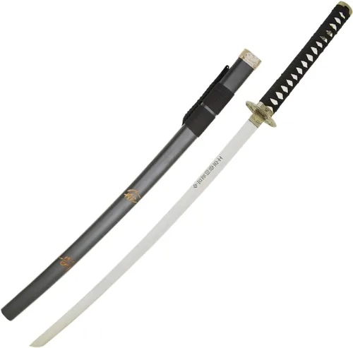 Vista 2 de MASTER USA - Espada Katana tallada a mano con código Samurai Bushido en vaina, acero 1045, 41.5 pulgadas en total, incluye soporte de exhibición
