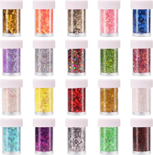 Vista 10 de Licool - Brillantina gruesa holográfica, juego de 12, purpurina artesanal para manualidades de resina, purpurina cosmética para uñas, cuerpo, cara