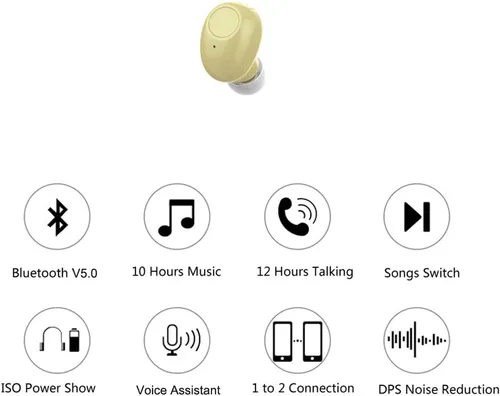 Vista 3 de Auricular Bluetooth individual de 10 horas de reproducción, auriculares inalámbricos, mini auriculares Bluetooth manos libres, auriculares Bluetooth