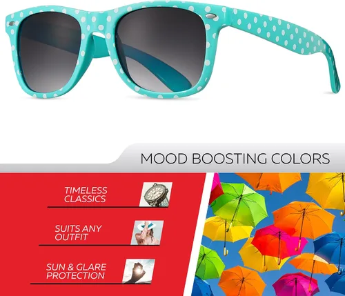 Vista 2 de Retro Rewind Gafas de sol vintage a la moda de lunares para mujer UV400