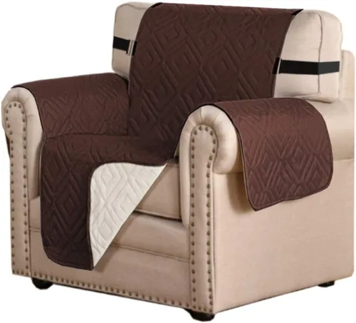 Vista 28 de H.VERSAILTEX Funda reversible para silla, protector de muebles antideslizante, resistente al agua, con correas elásticas de 2 pulgadas