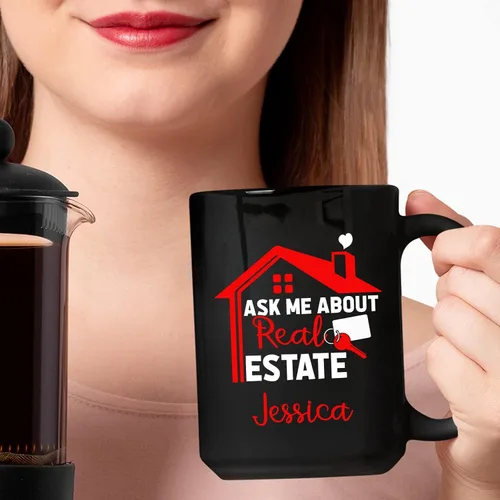 Vista 3 de Taza de bienes raíces, regalos de agente inmobiliario, regalo personalizado de taza de agente inmobiliario, tazas de café de agente de bienes