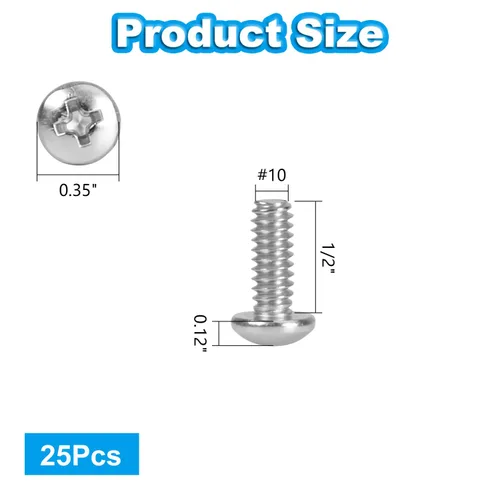Vista 2 de 25 tornillos de máquina de cabeza plana #10-24 x 1/2" de acero