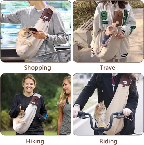 Vista 5 de Bolso de transporte para perros Wakytu para perros pequeños - Portaperros frontal con correa ajustable - Bolso de transporte para mascotas