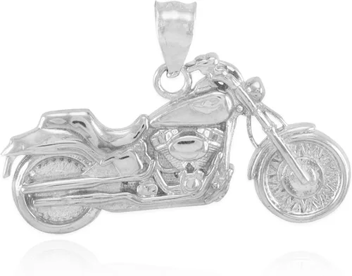 Vista 2 de Collar con colgante de motocicleta de plata de ley 925