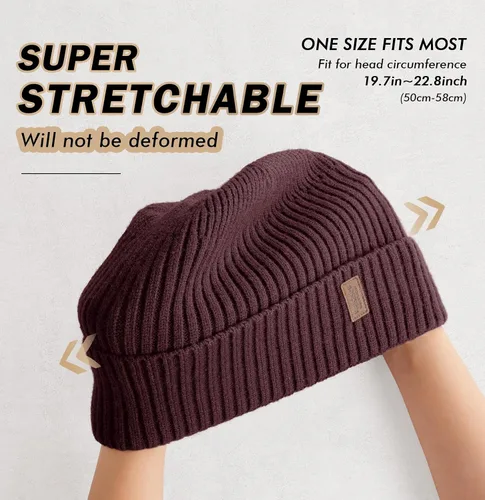 Vista 3 de Wmcaps Gorros cálidos para hombres y mujeres, gorro con forro polar cálido para invierno, unisex, a la moda, gorro de punto con puños