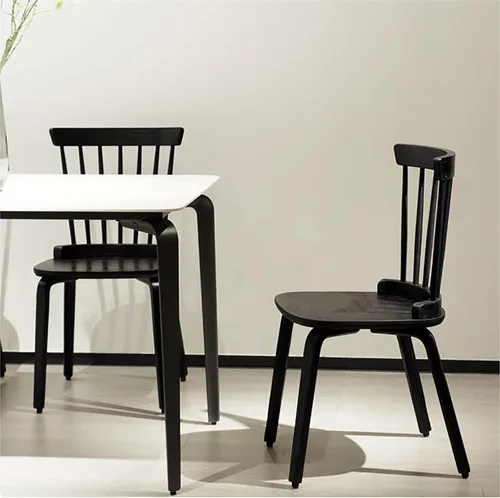Vista 6 de Dining Chairs Set of 2, Farmhouse Wooden Spindle Back Kitchen Chairs, Windsor Dining Chairs for Kitchen and Dining Room, Solid Wood Slat Back Black