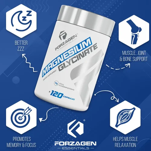 Vista 8 de Forzagen Suplemento de glicinato de magnesio, 500 mg, 120 cápsulas, apoyo mineral esencial para la función nerviosa, la salud muscular
