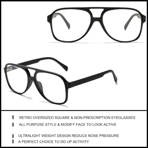 Vista 4 de Pro Acme Lentes de gran tamaño para mujeres y hombres sin receta médica lentes grandes transparentes y clásicos con doble puente