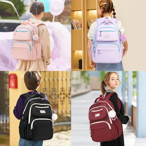 Vista 2 de MOONBABY Mochila para niñas para la escuela, bolsa de libros Kawaii para estudiantes de primaria, niños, adolescentes y adultos