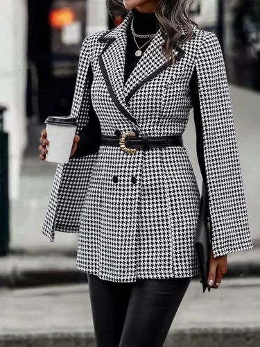 Vista 3 de WDIRARA Chaqueta de manga dividida con frente abierto, elegante, para trabajo, para mujer