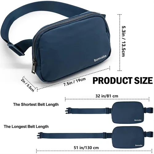Vista 42 de Cangurera cruzada para mujer, mini bolsa para cinturón de 1 litro con correa ajustable de 32 a 51 pulgadas, bolsa de cintura pequeña para viajes