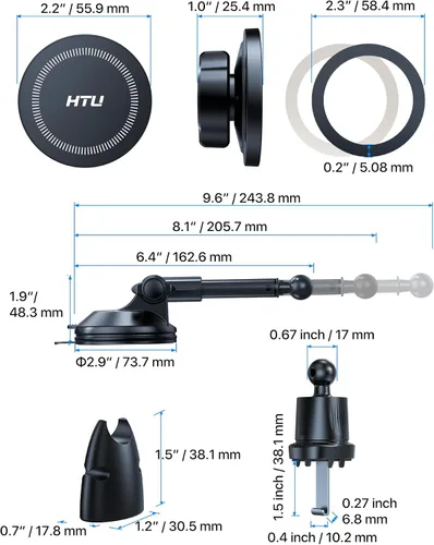 Vista 9 de HTU Soporte de automóvil Magsafe actualizado 2026 [80 libras de succión más fuerte y grado militar] Potente soporte magnético para teléfono celular