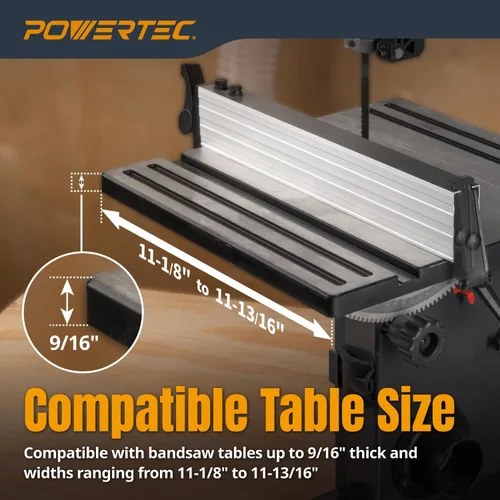 Vista 8 de POWERTEC BS900RF Rip Fence para sierra de cinta para madera POWERTEC BS900 con abrazadera ajustable. Para tamaño de mesa de trabajo 11-1 / 8 "a