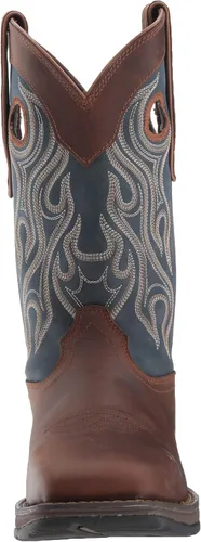 Vista 2 de Durango Bota occidental de meter con punta de acero, Marrón OscuroAzul Denim Full Grain