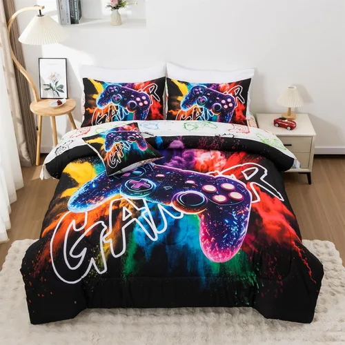Vista 16 de Aimuan Gamer Gaming Juegos de Ropa de Cama Juegos de Edredón 3D Gamepad para Niños Consola de Juegos Botones de Acción Novedoso Controlador de Juego