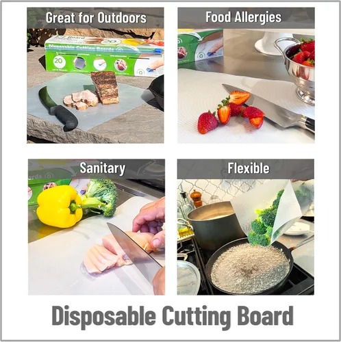 Vista 6 de Mind Reader E-Z Board Tabla de cortar desechable de plástico, 20 pies cuadrados, fácil de limpiar y de uso conveniente, ideal para camping, caza