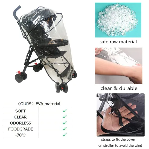 Vista 4 de Funda de lluvia para cochecito de bebé, para cochecito de bebé, cochecito de viaje ligero, resistente al viento, impermeable, accesorios compactos