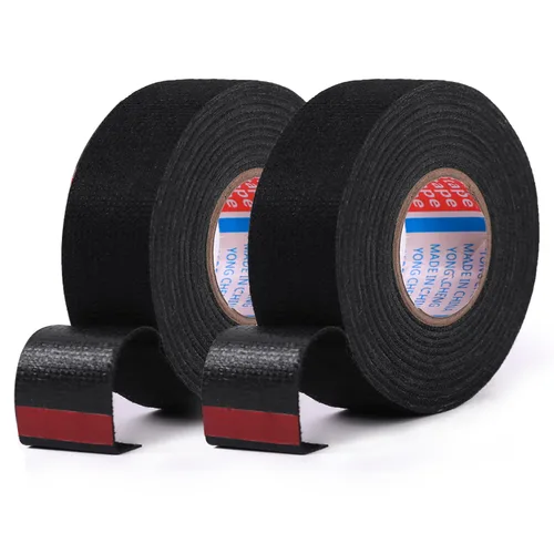 Vista 7 de HSTECH Cinta de tela para arnés de cables, 3/4 pulgadas por 50 pies (4 rollos), cinta de tela para arnés de cableado de altavoz, cinta adhesiva