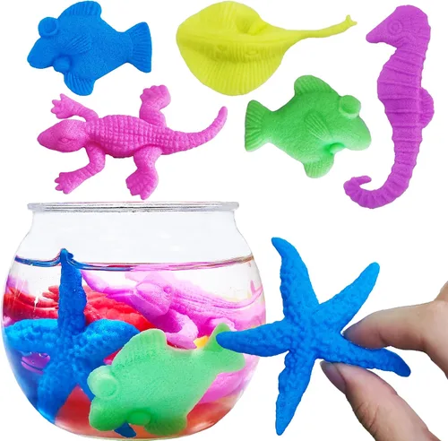 Vista 5 de Dinosaurios que crecen en el agua, paquete de 50, recuerdos envueltos individualmente, juguete de animales expandibles, suministros para fiestas