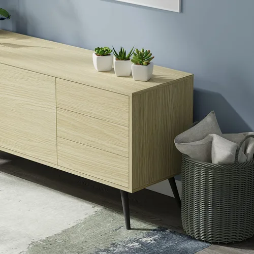 Vista 3 de Glenwillow Home Atlas 59" Mid-Century Modern Buffet/Aparador/TV Consola Marrón topo claro