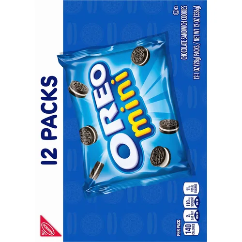 Vista 16 de OREO Mini galletas sándwich de chocolate, 12 paquetes de aperitivos