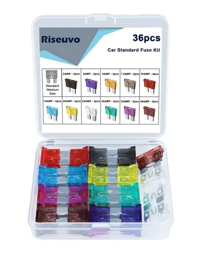 Vista 9 de Riseuvo Juego de 36 fusibles de automóvil – Fusibles surtidos de repuesto de cuchillas para automóvil, RV, cámper, barco, camión, motocicleta