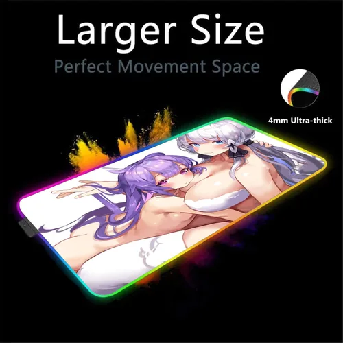 Vista 2 de RGB Anime Girl Sexy Butt Breasts Chest Backlight Large Mouse Pad Gaming LED Gamer Desk Mat Keyboard Mats Mause Pads XXL Pc 35.43 inch x15.74 inch -A7