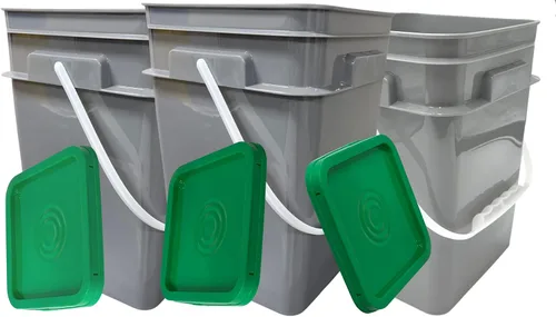 Vista 14 de House Naturals Cubo cuadrado de grado alimenticio de 4 galones con asas de plástico y tapa (paquete de 3) recipientes fabricados en Estados Unidos