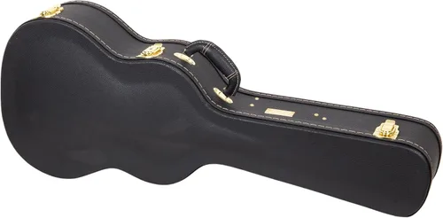 Vista 13 de Crossrock Estuche de madera para guitarra clásica de tamaño completo 4/4, diseño superior arqueado, interior de felpa, pestillos de metal Negro